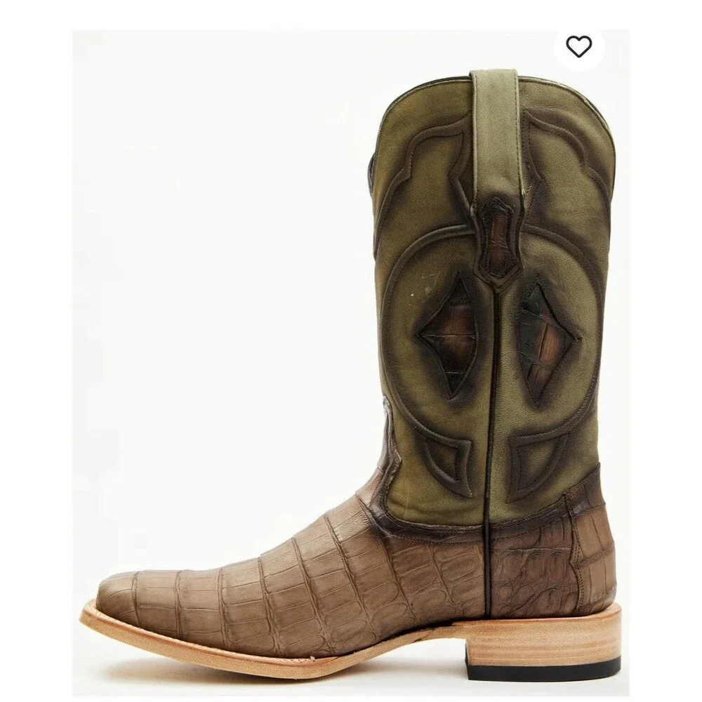 NIB Tanner Mark Men Exotic Caiman Croc Belly Western Boots TMX208053 Sz 11